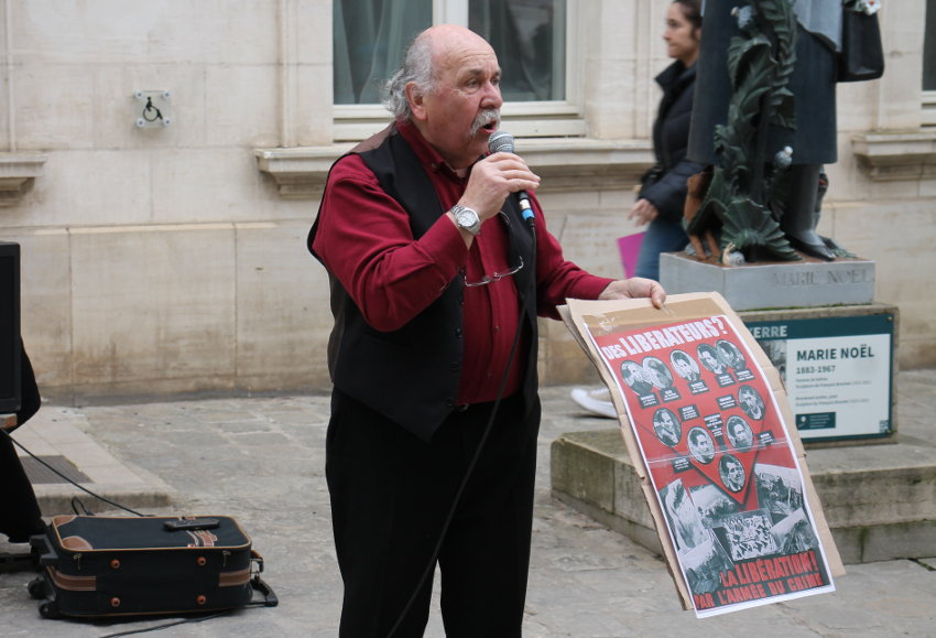 « C’est une des pièces maîtresses du futur récital que l’artiste Icaunais donnera sur la scène de la Maison de quartier de Malakoff ce 24 février, « L’Affiche Rouge », texte de Louis ARAGON, sur une musique de Léo FERRE, a été chanté par Gérard-André, au pied de la statue de Marie NOEL, à Auxerre en ce jour de panthéonisation de Missak MANOUCHIAN et de son épouse Mélinée… ».