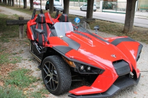 « Le spécialiste du quad et des motoneiges, l’américain POLARIS, a déjà produit près de dix mille unités de ce véhicule aux formes si singulières. L’un de ces spécimens circule sur les routes de l’Yonne. A vous de le trouver ! ».