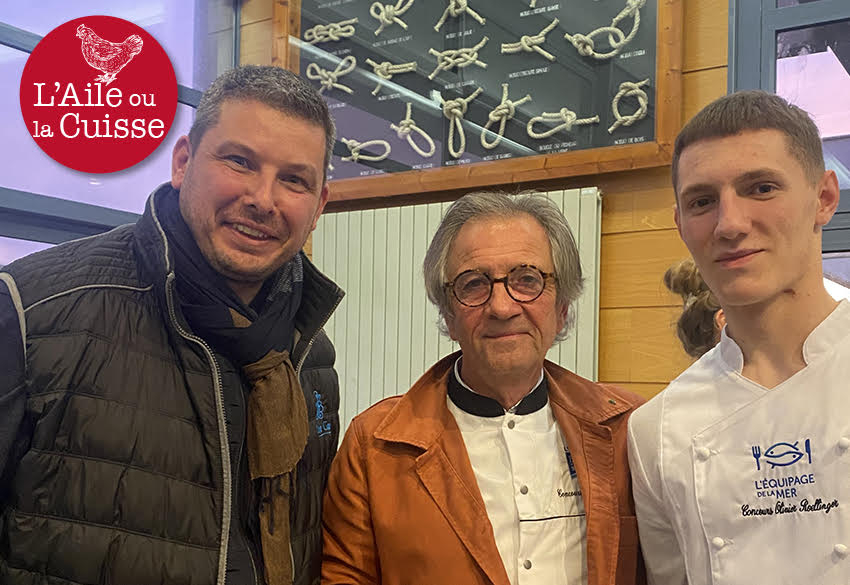 « Aux côtés, des chefs Jérôme JOUBERT et Olivier ROELLINGER, le jeune apprenant du lycée Vauban Louis BARILLET a su tiré son « arête » du jeu en travaillant la truite bio de la pisciculture de Crisenon… ».